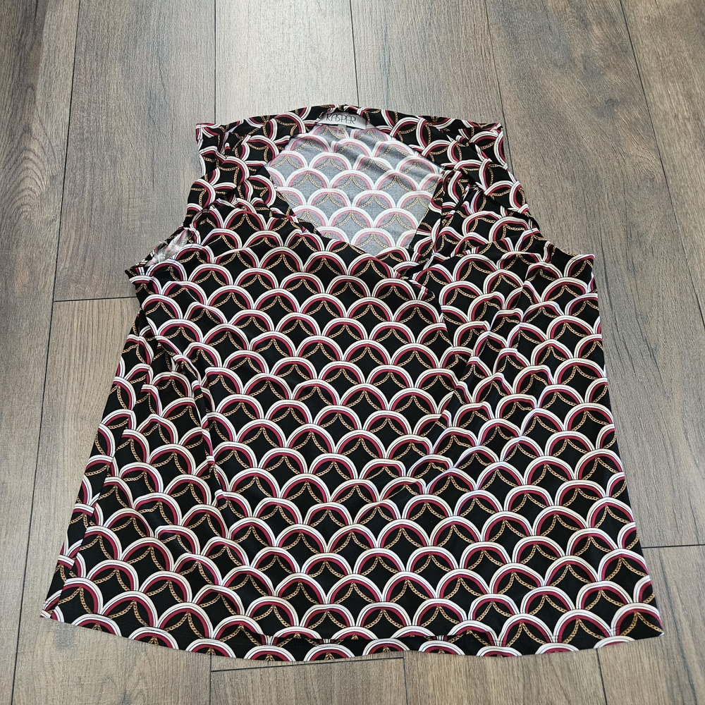 Stylish Women's Sleeveless Top - Black and Pink Pattern